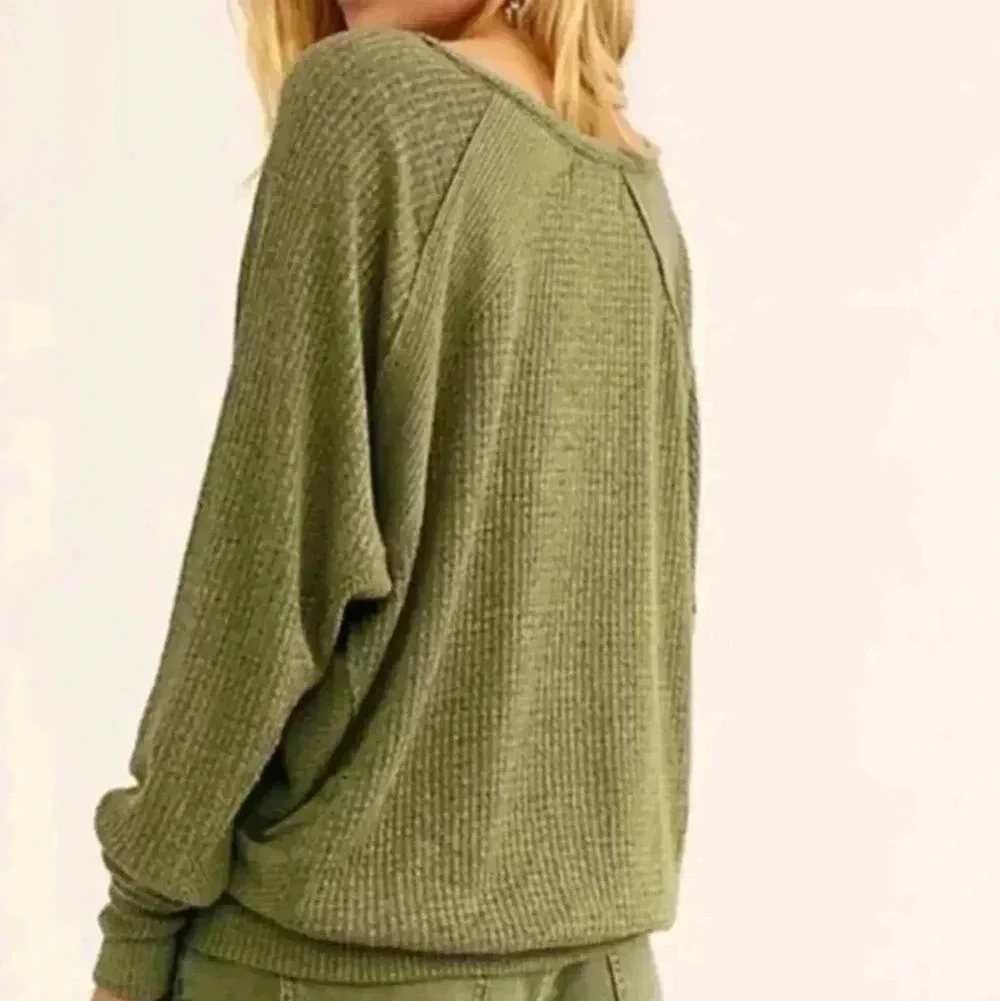 Free People Santa Clara Rib Knit Waffle Thermal Top